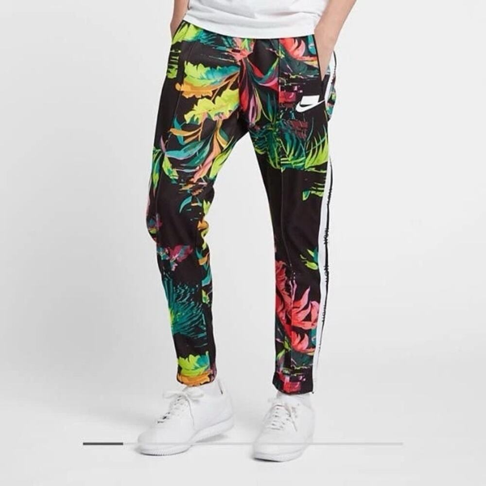 Nike Sportswear NSW Tropical Floral Track Pants Joggers Size M Black Palm Trees